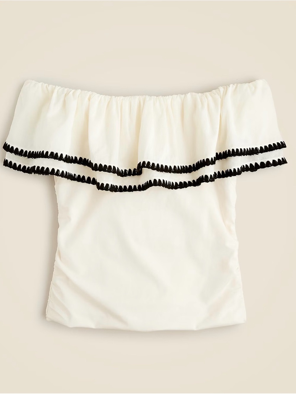 J. Crew Ivory Off-Shoulder Ruffle Top